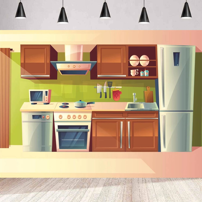 Kitchen Baking Background - Sfondo fotografico Cartoon Cucina Baby Kids