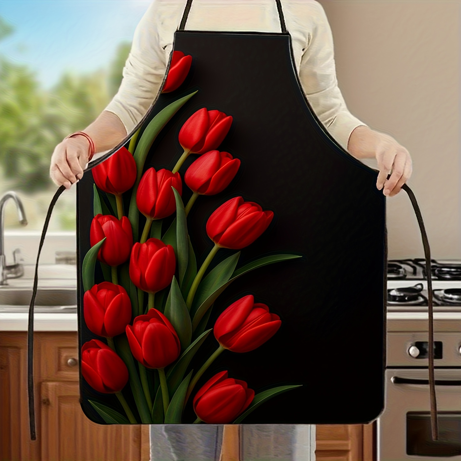 Grembiule con tulipano rosso,  - Kitchen Baking Background recensione e prezzo